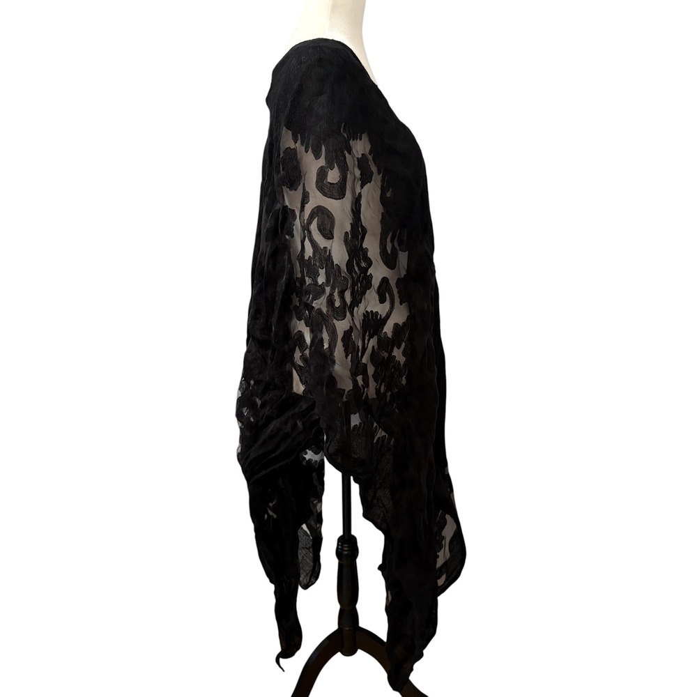 Miss Nikky Black Burnout Floral Print Kaftan Cover Up One Size Swim Resortwear - Picture 6 of 9